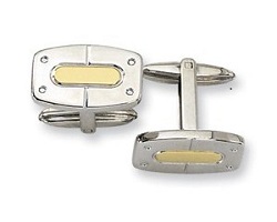 Stainless Steel 24k Gold Accent Cuff Links