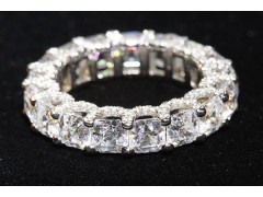 10.50 CT Asscher Cut "U" Prong Eternity Band w/ Micro-Pave
