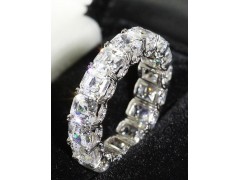 10.50 CT Platinum Asscher Cut "U" Prong Eternity Wedding Band Diamond Encrusted w/ Micro-Pave