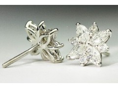 1.50 CTW Platinum Flower Diamond Earrings