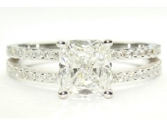 Split Shank "U" Center Diamond Engagement Ring w/ Micro-Pave 