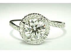 Micro-Pave halo Swirl Engagement Ring