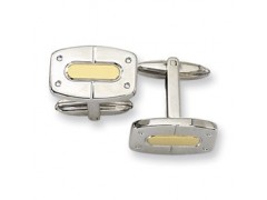 Stainless Steel 24k Gold Accent Cuff Links